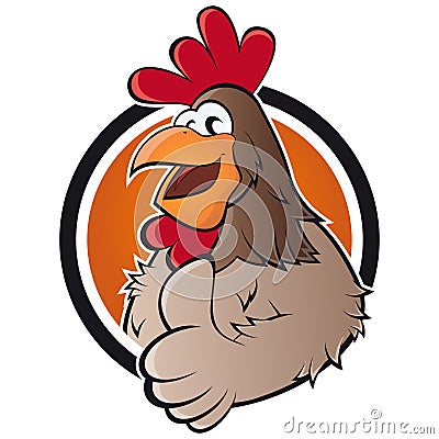 Funny chicken in a badge Vector Illustration