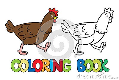 Funny chicken coloring book Vector Illustration