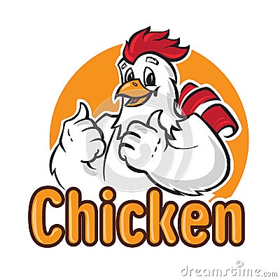 Funny chicken logo. Vector Illustration