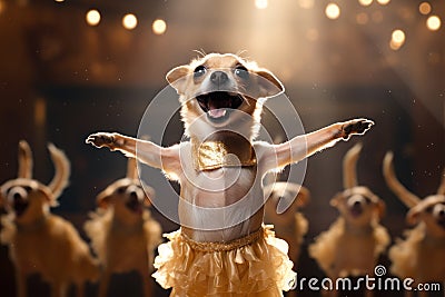 funny chihuahua dancing on scene generative ai Stock Photo