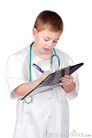 Funny child with doctor uniform Stock Photo