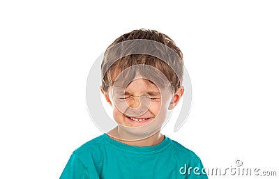 Funny child with eyes closed Stock Photo