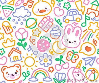 Funny childrens vector seamless pattern Cartoon Illustration