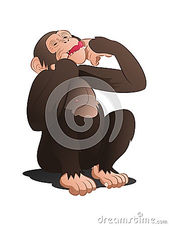 Funny chimpanzee teasing Stock Photo