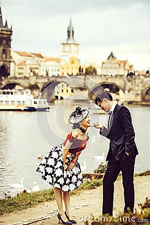 Funny chinese couple Stock Photo