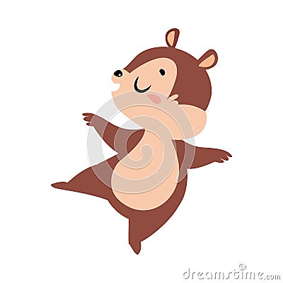 Funny Chipmunk Character with Cute Snout Dancing Vector Illustration Stock Photo