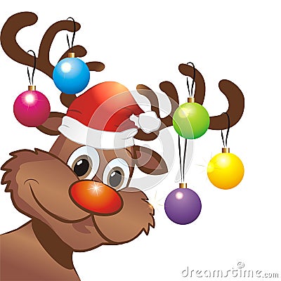 Funny christmas reindeer Vector Illustration