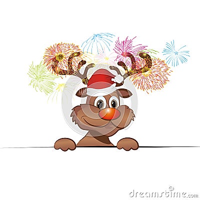 Funny christmas reindeer Vector Illustration