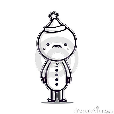 Funny Christmas sticker minimalist snowman. transparent background version available Cartoon Illustration