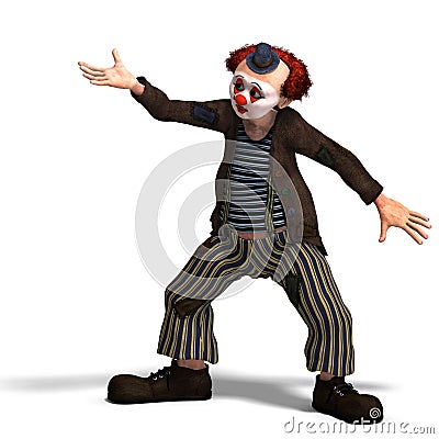 Funny circus clown with lot of emotions Stock Photo