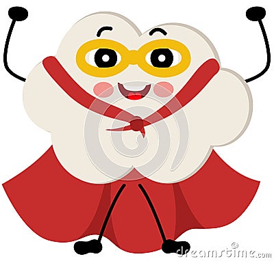 Funny cloud mascot in traditional superhero costume Vector Illustration