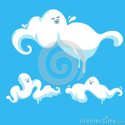 Funny clouds , cartoon funny clouds Stock Photo