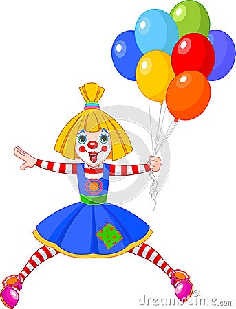 Funny Clown Girl Vector Illustration