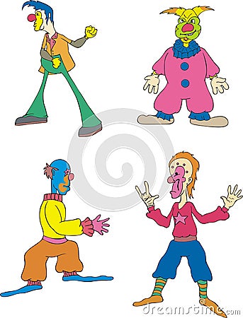 Funny Clowns Vector Illustration