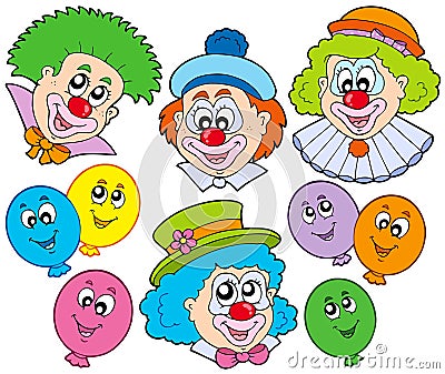 Funny clowns collection Vector Illustration