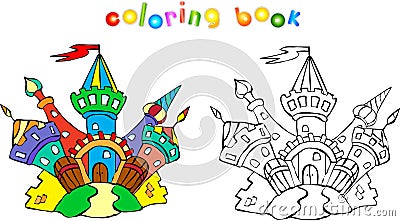 Funny colorful castle coloring book Vector Illustration