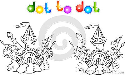 Funny colorful castle dot to dot Vector Illustration