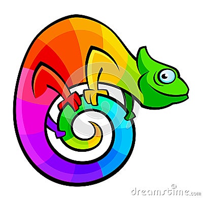Funny colorful chameleon Vector Illustration