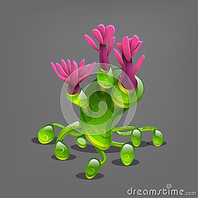 Funny colorful fantasy alien plants. Vector Illustration