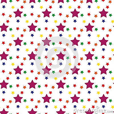 Funny colorful pattern with bright stars. Use for fabric, kids posters, banners Vector Illustration