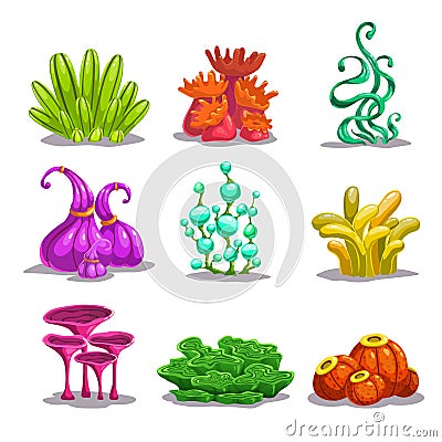 Funny colorful vector fantasy plants Vector Illustration