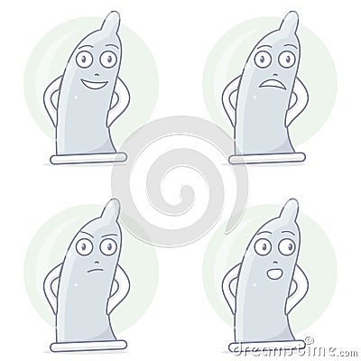 Funny and comic condom character. Vector Illustration