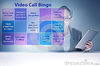 Funny concept with video call bingo Stock Photo