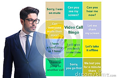 Funny concept with video call bingo Stock Photo