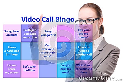 Funny concept with video call bingo Stock Photo