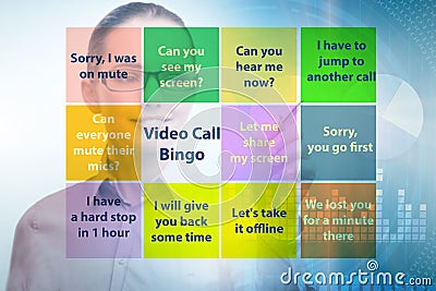 Funny concept with video call bingo Stock Photo