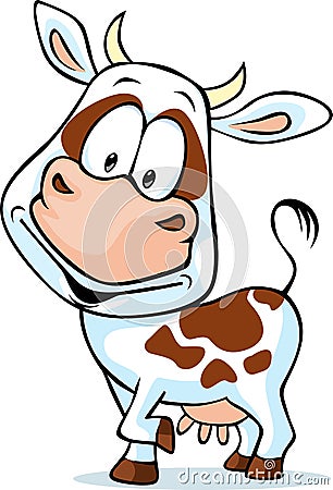 Funny cow cartoon - isolated on white Vector Illustration