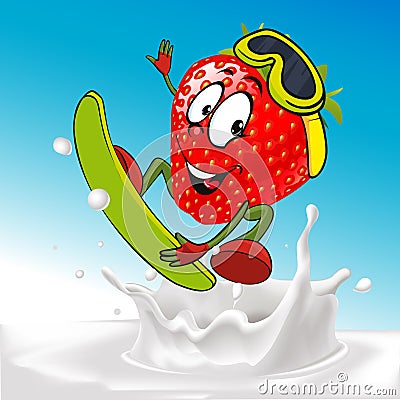 Funny cow surfing - vector Vector Illustration