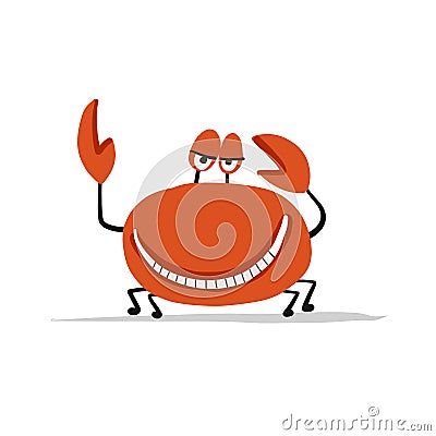 Funny crab, sketch for your design Vector Illustration