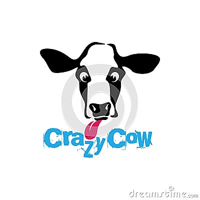 Funny crazy looking cow Vector Illustration