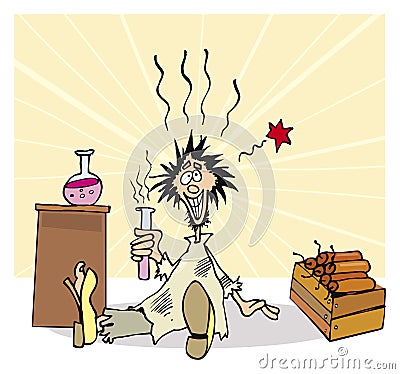 Funny crazy scientist Vector Illustration