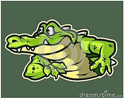 Funny Crocodile Cartoon Mascot Logo Badge Vector Illustration