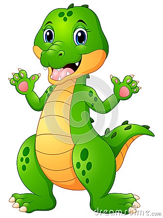 Funny crocodile cartoon waving hand Vector Illustration