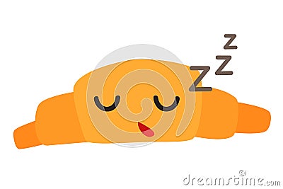 Funny croissant vector illustration. Sleeping croissant Vector Illustration