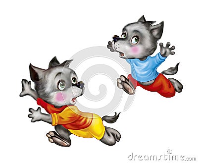 Funny cubs with fright on face Stock Photo