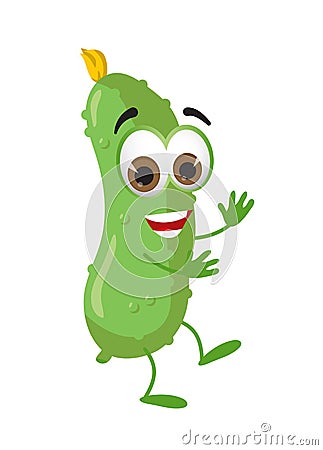 Funny Cucumber with eyes on white background Vector Illustration