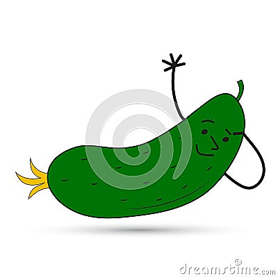 Funny cucumber with a face. Vector Image. Stock Photo