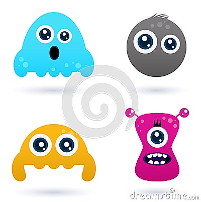 Funny curious monster set Vector Illustration