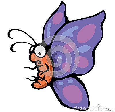 Funny cute cartoon style butterfly Vector Illustration