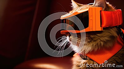 Funny cute cat wearing Halloween costume. Fluffy kitten posing dressed for party. Humanised animals concept Stock Photo
