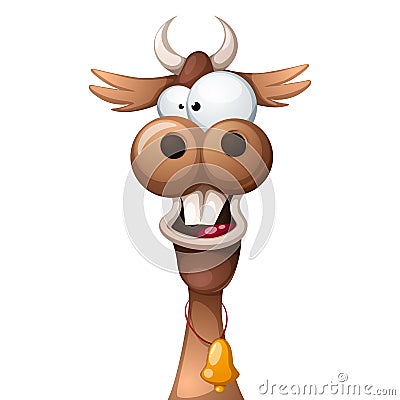 Funny, cute, crazy cartoon characters cow. Vector Illustration