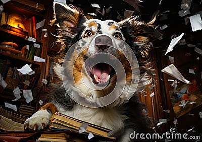 Funny cute doggy portrait. Adorable friendly domestic pet. Generative AI Stock Photo