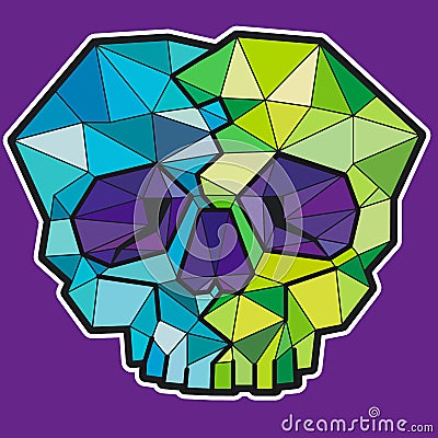 Funny geometric colorful skull. Vector icon or sticker Vector Illustration