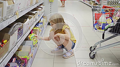 Supermarket Cart Riding Throuth Shop. Camera Inside Trolley Going through  Grocery Store. Stock Footage - Video of cart, background: 89212736