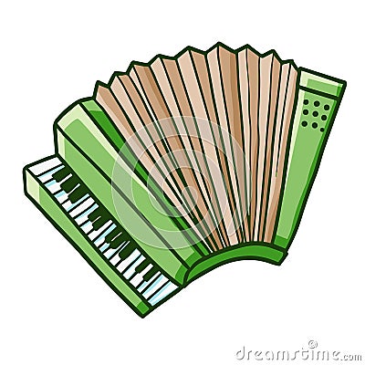 Funny and cute green accordion Vector Illustration