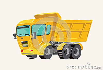 Funny cute hand drawn cartoon vehicles. Bright cartoon truck, Vector illustration Vector Illustration